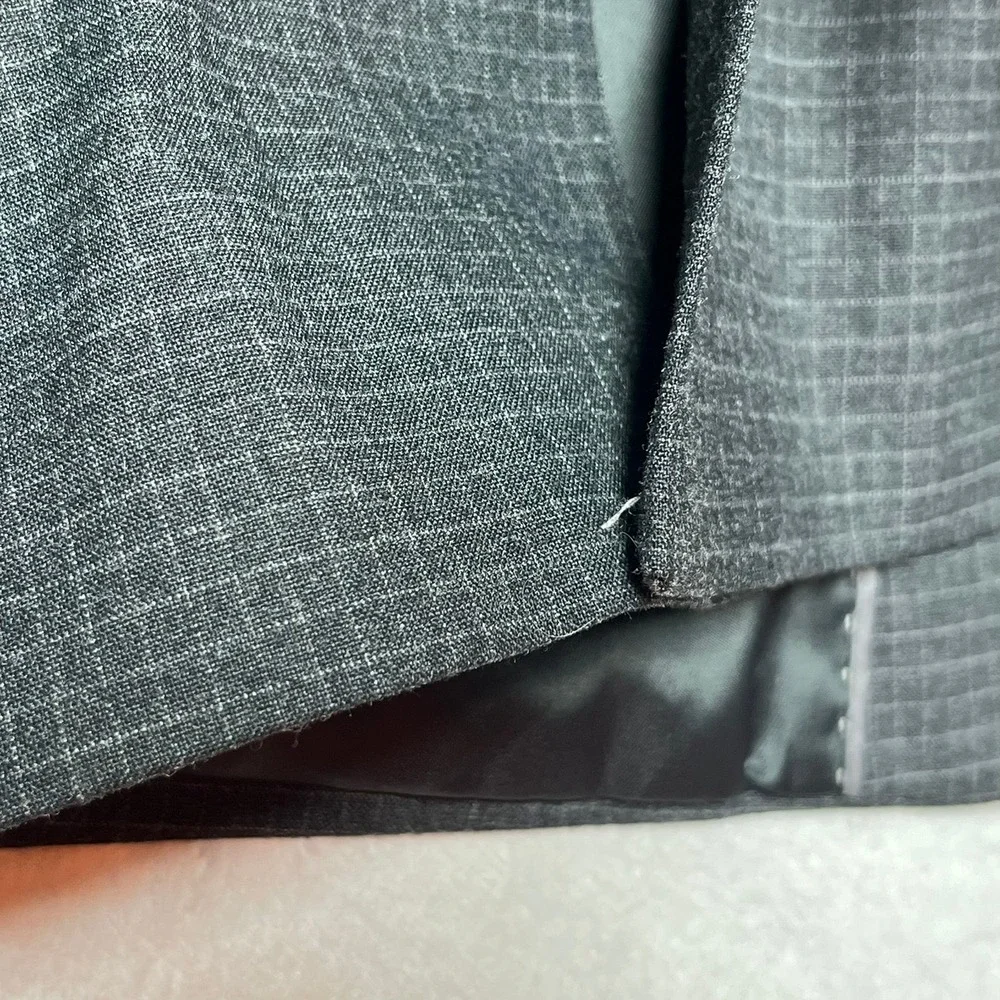 Banana Republic Blazer Mens 42R Grey Micro Check Stretch 2-Button Suit‎ Jacket